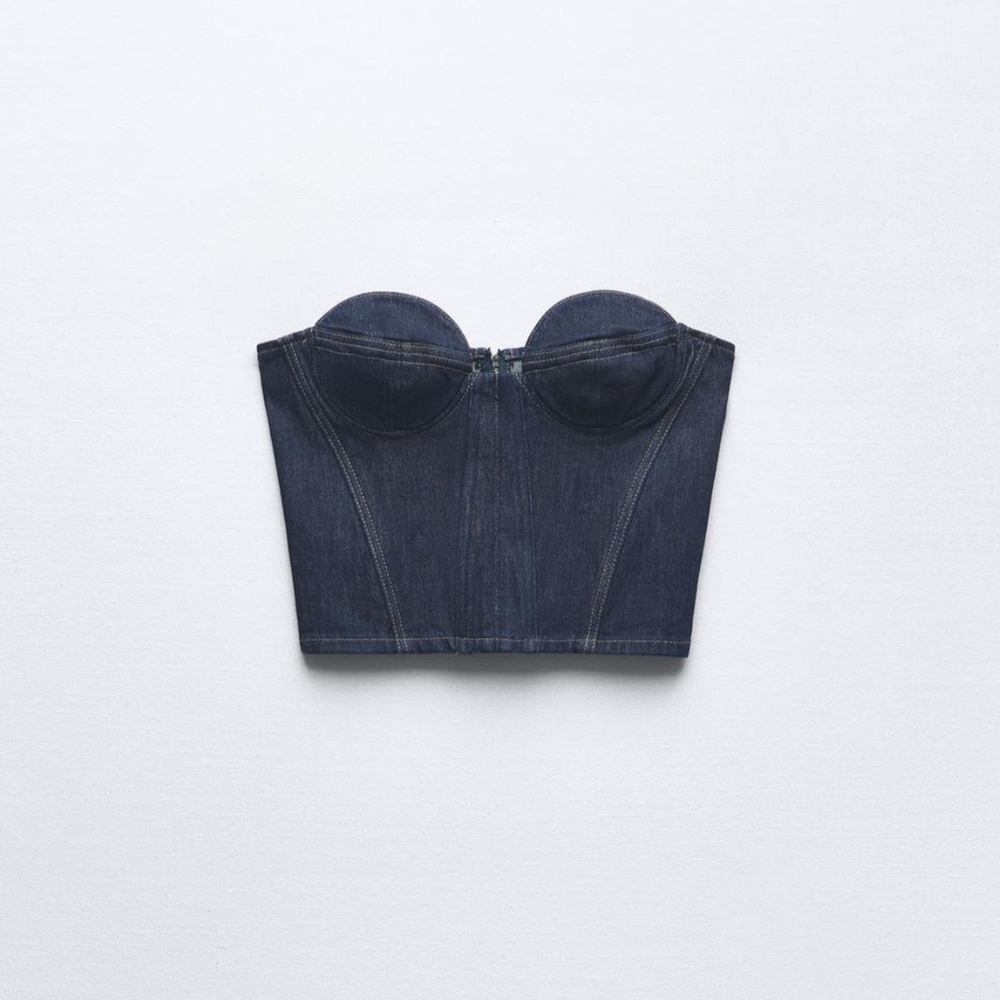 ZARA ZW Contrast Topstitching Bustier – Size M